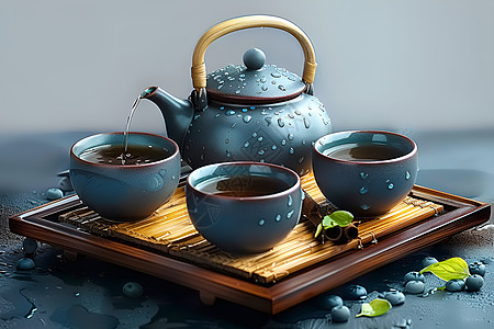 茶壶和茶水背景图片