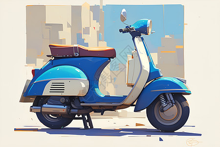 蓝色摩托车图片