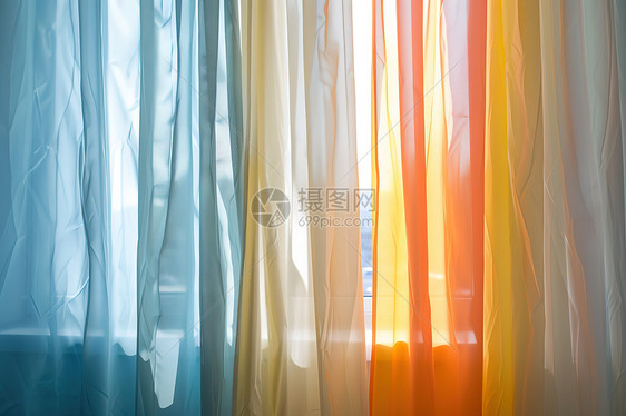彩虹色的窗帘图片