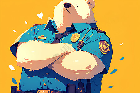 可爱小熊穿着警服图片