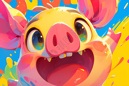 彩绘猪头像图片