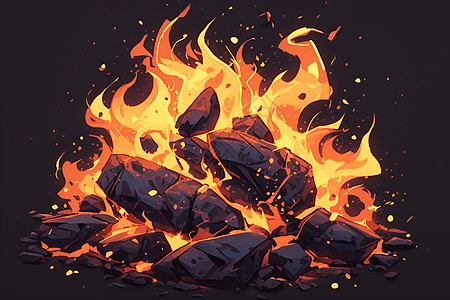 火焰与火山岩图片