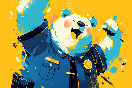 快乐胖熊警察图片