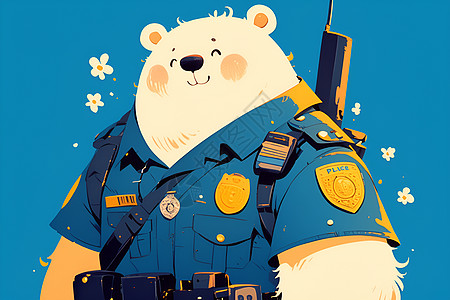 快乐的警察小熊图片