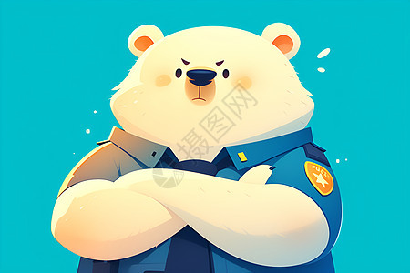 憨态可掬的小熊警察图片