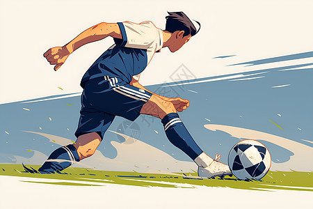 足球运动员踢球的插画图片