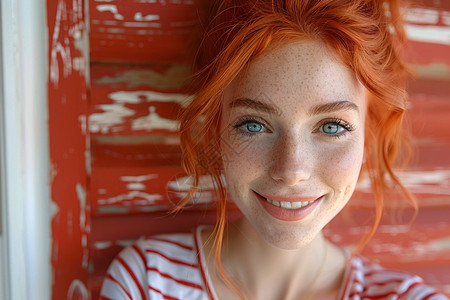 红发女郎的微笑图片