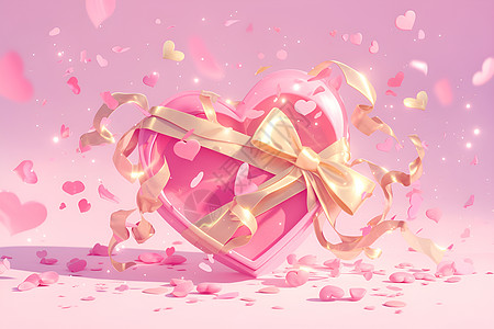 粉色心形礼盒图片