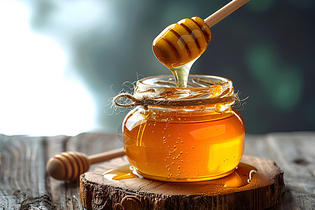 甜蜜的传统蜂蜜罐图片