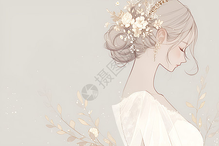 花冠女子的白色长袍图片