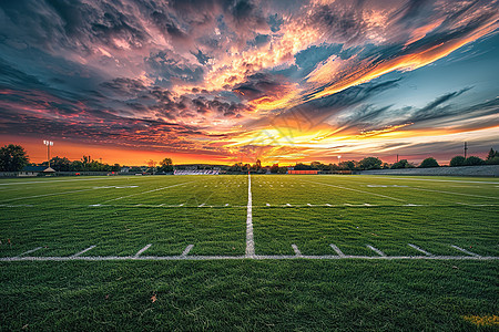 夕阳下的足球场图片