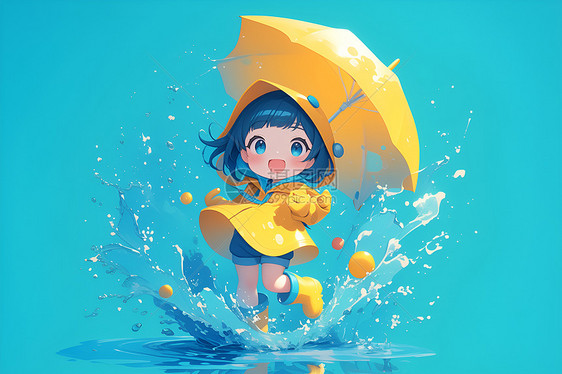 雨天中的少女图片