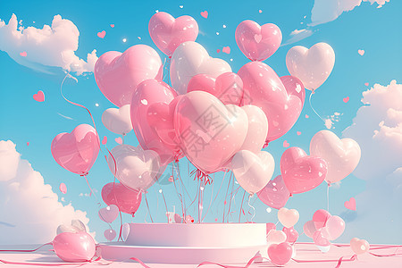 浪漫的心形气球图片