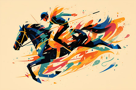 绘画的马和骑手图片
