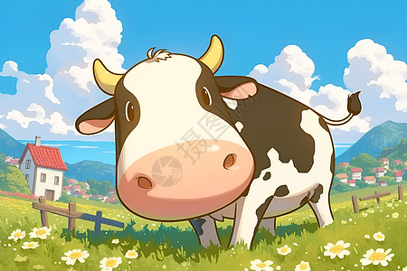 欢乐的奶牛在田野里图片