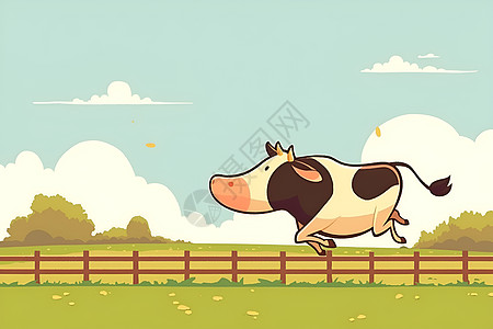 可爱奶牛的插画图片