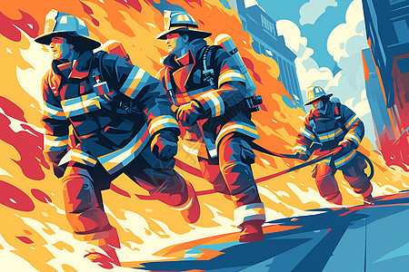 三名勇敢的消防员图片