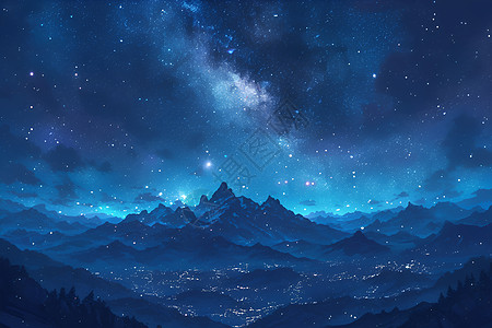 星空下的绝美山峰图片