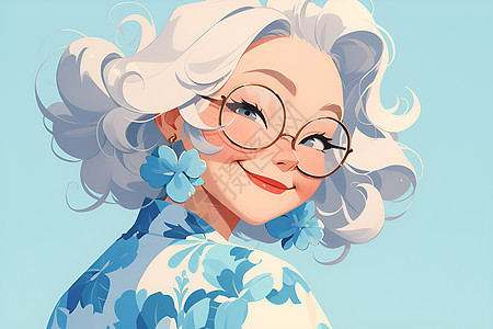 微笑的老奶奶背景图片