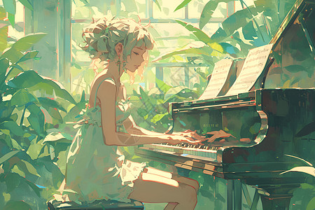 弹奏钢琴的女孩图片