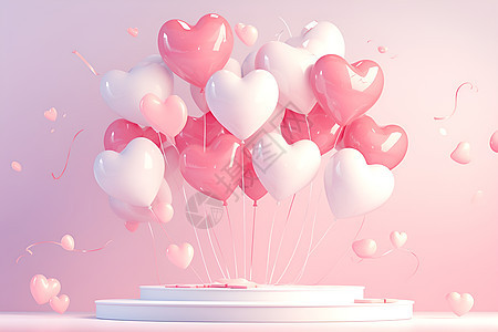 粉色的爱心气球图片