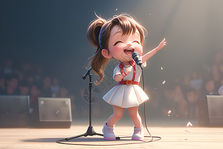 激情演唱的女孩背景图片