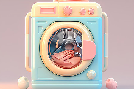 可爱洗衣机插画背景图片