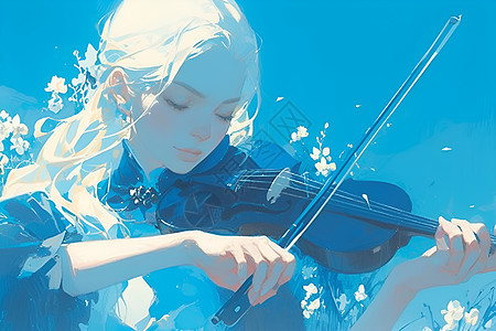 女孩演奏小提琴背景图片