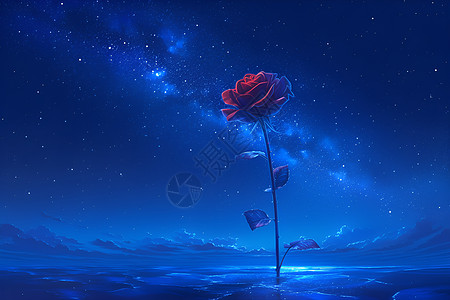 红玫瑰在星空下图片