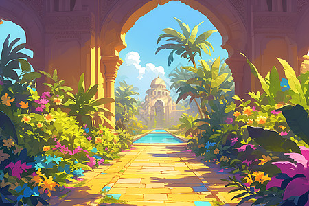 梦幻宫殿中的彩色花园图片