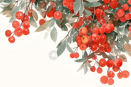红浆果在白色背景前图片