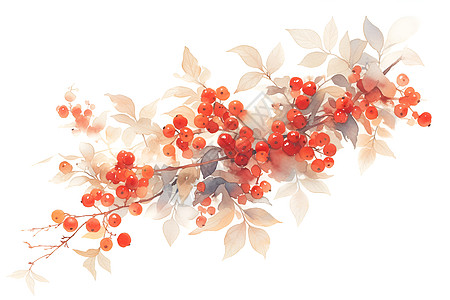 红浆果在纯净的白背景上图片