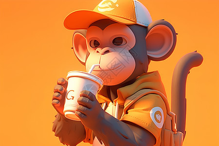猴子戴着棒球帽图片