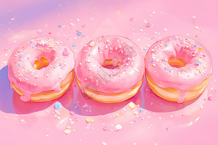 三个粉色的甜甜圈图片