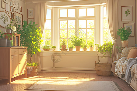 植物装点的客厅图片