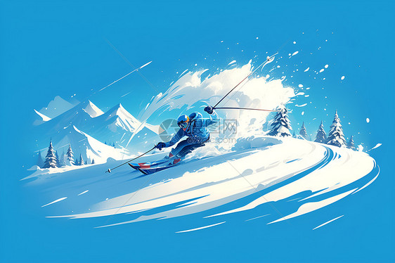 雪山里的滑雪者图片