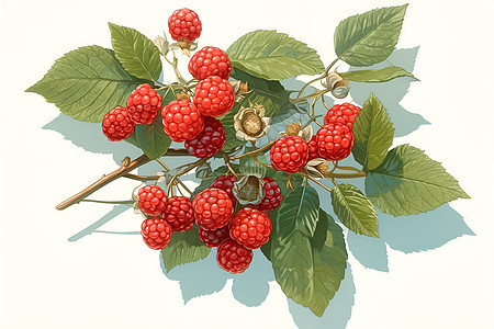 树枝上的树莓图片