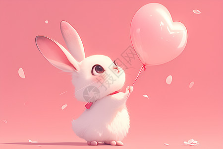 可爱兔子在粉色背景上图片