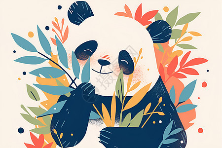 可爱熊猫吃竹子图片