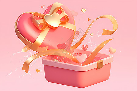 可爱粉色心形礼盒图片