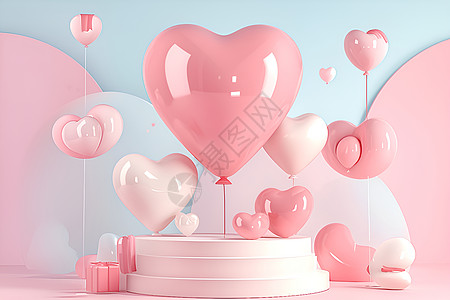 粉色气球展台图片