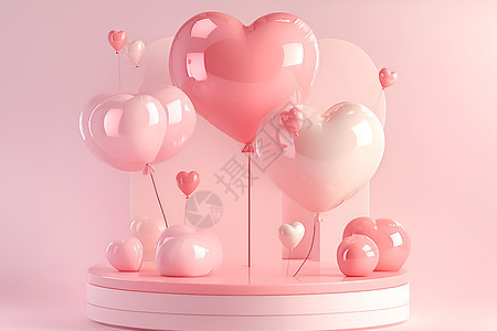 甜蜜心形气球背景图片