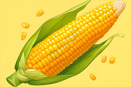 玉米棒的插画图片