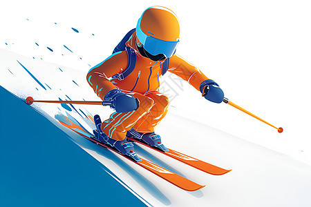 滑雪的滑雪者插画背景图片