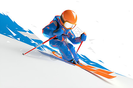 飞驰在雪坡上的滑雪者图片