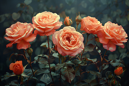 花园中的粉色玫瑰图片