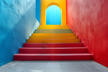 彩色主题的楼梯图片