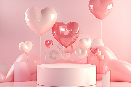 粉色心形气球图片