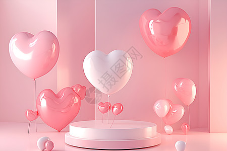 粉红色的浪漫气球图片