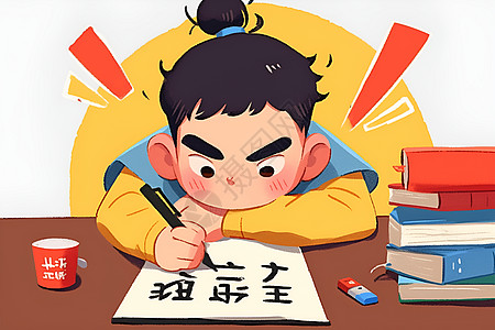 专注学习的男孩图片